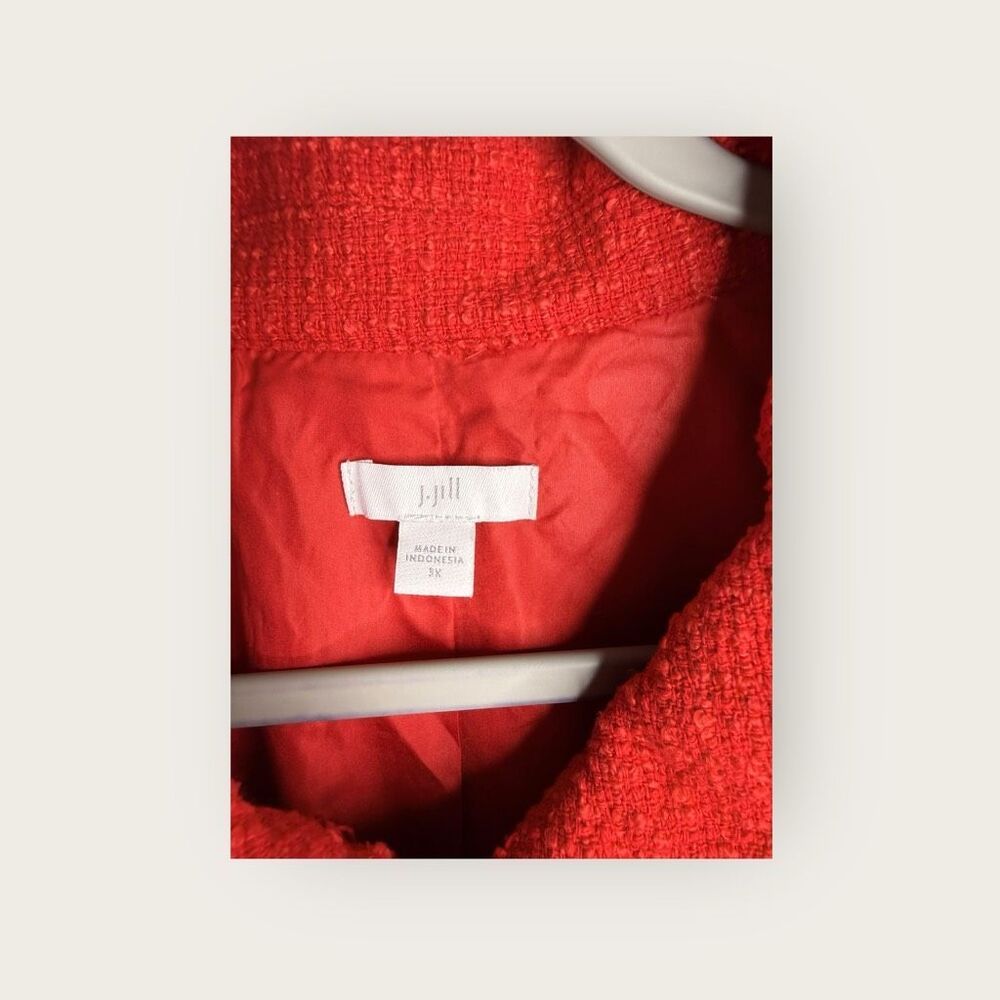 J.Jill Ruby Red Textured Tweed Button Front Fring… - image 5